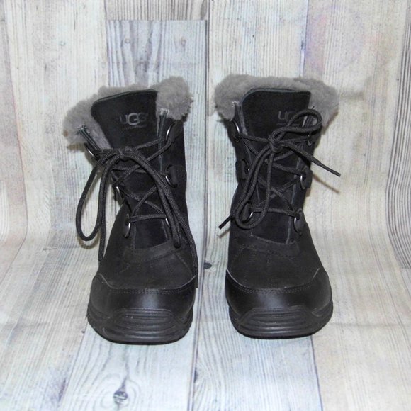 UGG Ostrander Black Suede/Sheepskin Boots Womens Size 8 - Picture 4 of 8